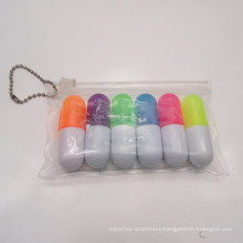 Promotional Pill Shape Capsule Highlighter with PVC Bag